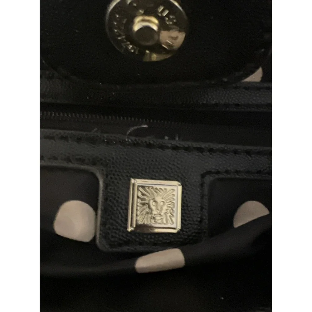 Anne Klein Black White Colorblock Satchel Handbag Top Handle Gold Hardware